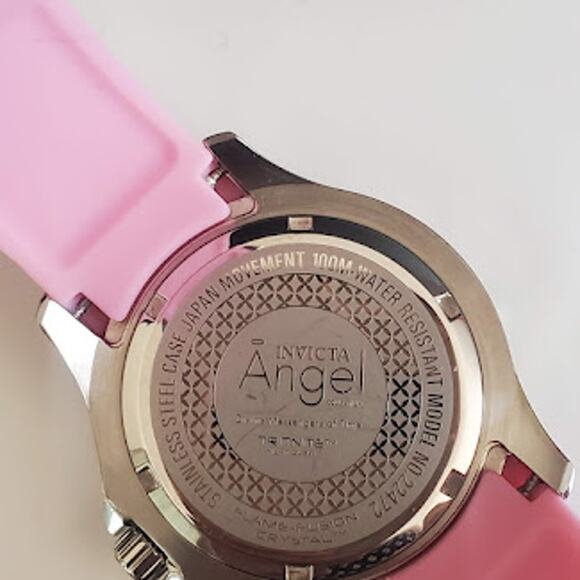 Invicta Women's Angel Watch 40mm Pink Silicone‎ Band Crystal Bezel Model 22472 - Picture 6 of 9